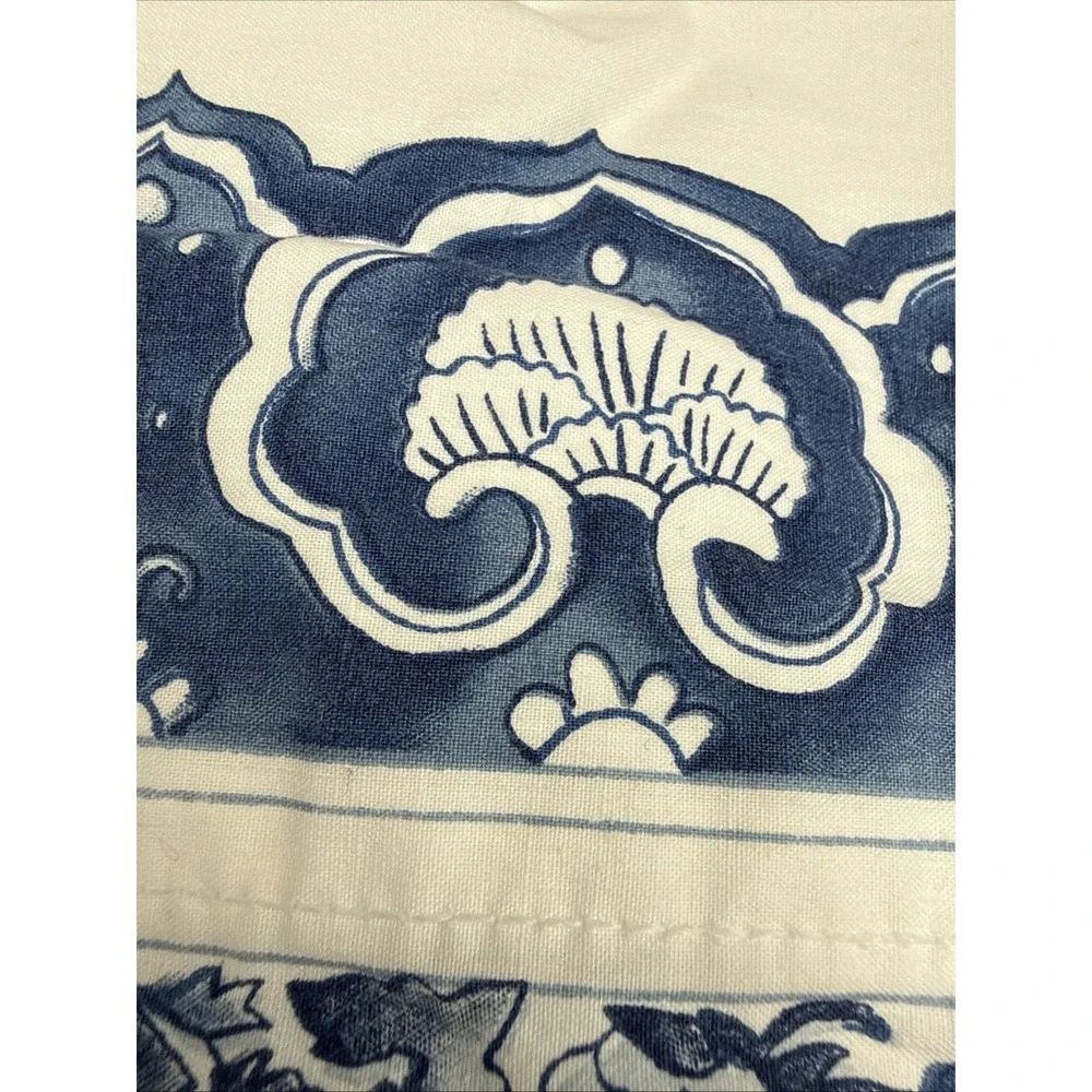 Ralph Lauren Vintage TWIN Flat Sheet Porcelain Blue Jonquil Striped EUC